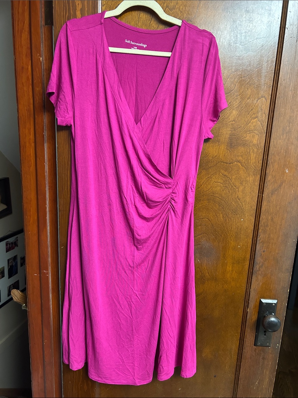 Soft Surroundings Magenta Wrap-Style  knit Midi Dress
